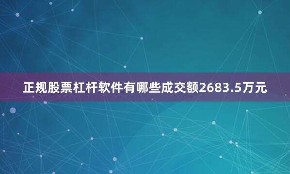 正规股票杠杆软件有哪些成交额2683.5万元